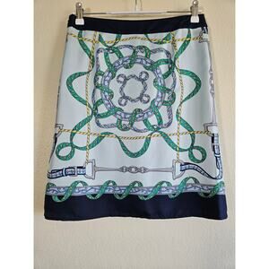 Tommy Hilfiger Silk Equestrian Print Skirt, Size 2